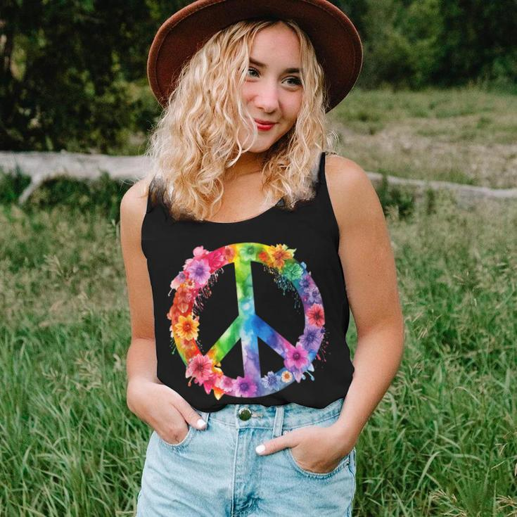 Peace Love Hippie Sign Love Flower World Peace Day Women Tank Top Gifts for Her