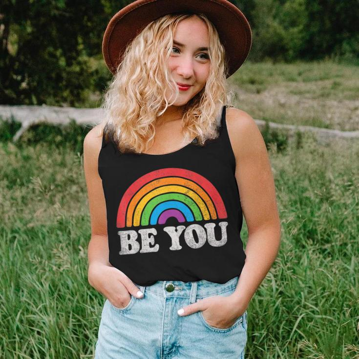 Be You Pride Lgbtq Gay Lgbt Ally Rainbow Flag Retro Galaxy Women Tank Top Gifts for Her