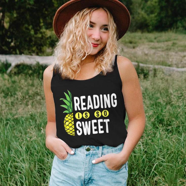 Reading Is Sweet Book Lover Pineapple Reader Teacher Read Women Tank Top Gifts for Her