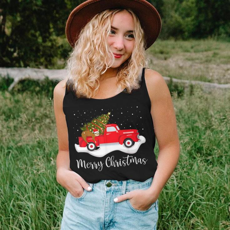 Red Truck Merry Christmas Tree Sloth Christmas Women Tank Top Gifts for Her