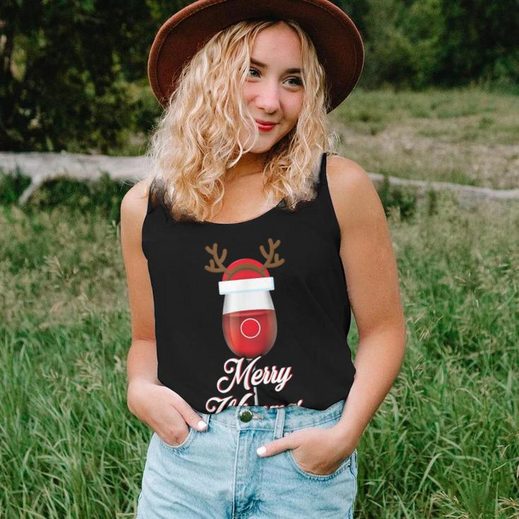 Red Wine Glass With Reindeer Hat Christmas Wine Women Tank Top Gifts for Her