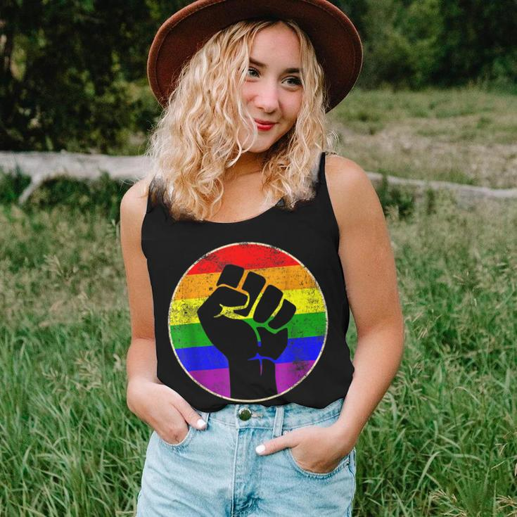 Resist Fist Rainbow Lesbian Gay Lgbt Strength Power & Pride Women Tank Top Gifts for Her