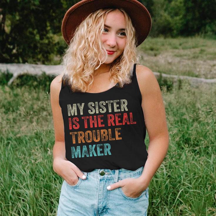 My Sister Is The Real Trouble Maker Girls Boys Groovy Women Tank Top Gifts for Her