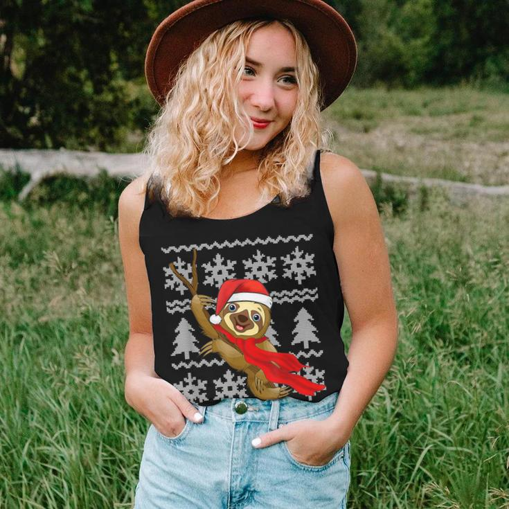 Sloth Santa Hat Scarf Ugly Christmas Sweater Holiday Women Tank Top Gifts for Her