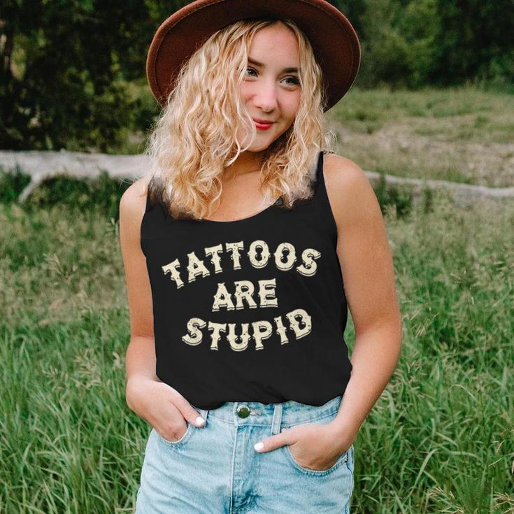 Tattoos Are Stupid Sarcastic Ink Addict Tattooed Women Tank Top Weekend Graphic Gifts for Her