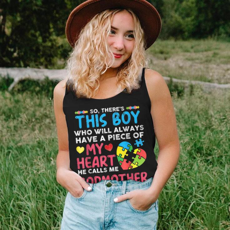 Theres This Boy He Calls Me Godmother Autism Awareness Women Tank Top Basic Casual Daily Weekend Graphic Gifts for Her