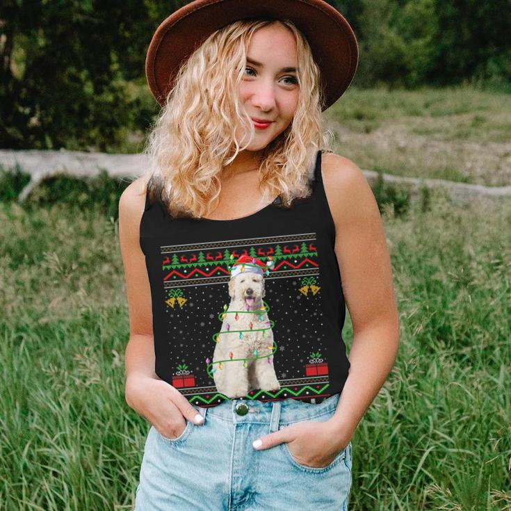 Ugly Xmas Sweater Style Santa Labradoodle Dog Christmas Women Tank Top Gifts for Her