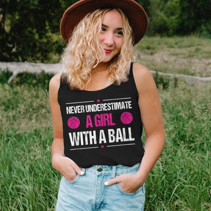 Never Underestimate A Girl With A Ball Basketball Women Tank Top Gifts for Her