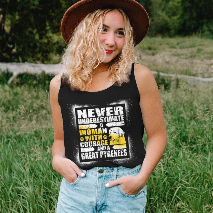 Never Underestimate Woman Courage And A Great Pyrenees Women Tank Top Gifts for Her
