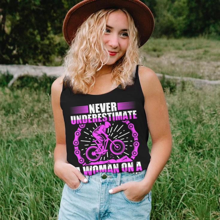 Never Underestimate A Woman On A Mountain Bike Women Tank Top Gifts for Her