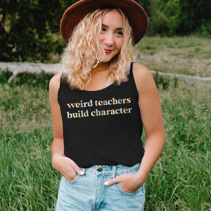 Vintage Teacher Sayings Weird Teachers Build Character Women Tank Top Gifts for Her