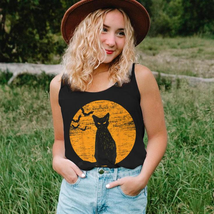 Vintage Scary Halloween Black Cat Costume Retro Moon Cat Mom Women Tank Top Gifts for Her