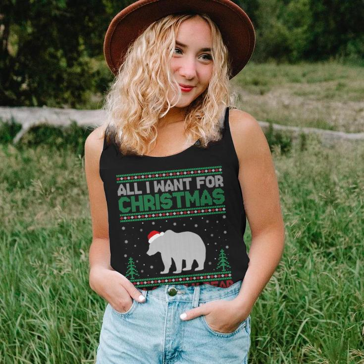 All I Want For Xmas Is A Grizzly Bear Ugly Christmas Sweater Women Tank Top Gifts for Her