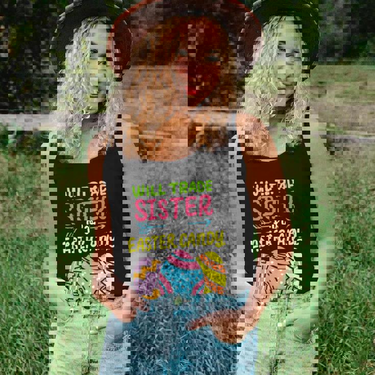 Will Trade Sister For Easter Candy Bunny Eggs Family Costume Women Tank Top Gifts for Her