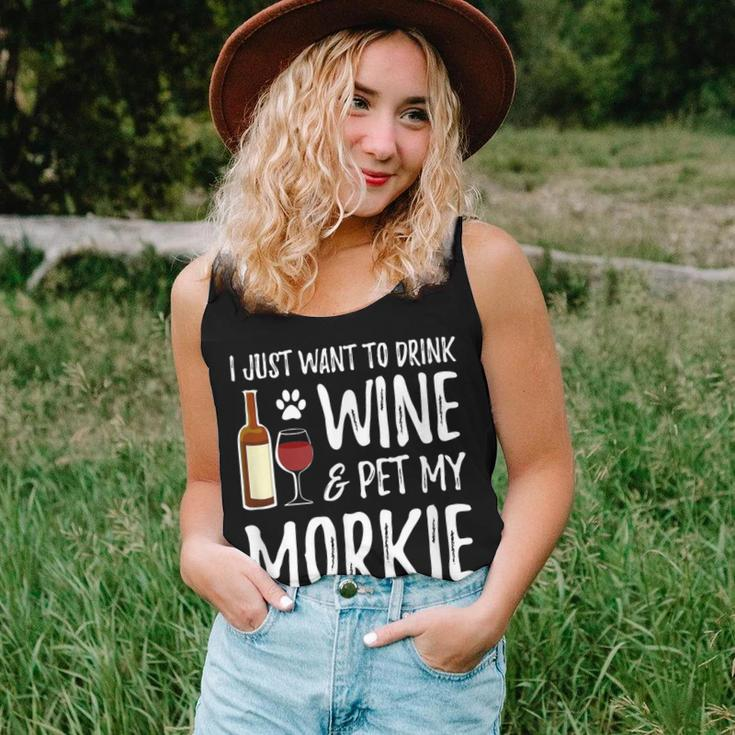 Wine And Morkie Dog Mom Or Dog Dad Idea Women Tank Top Gifts for Her