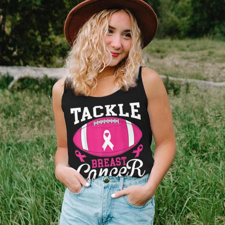 Woman Tackle Football Pink Ribbon Breast Cancer Awareness Women Tank Top Gifts for Her