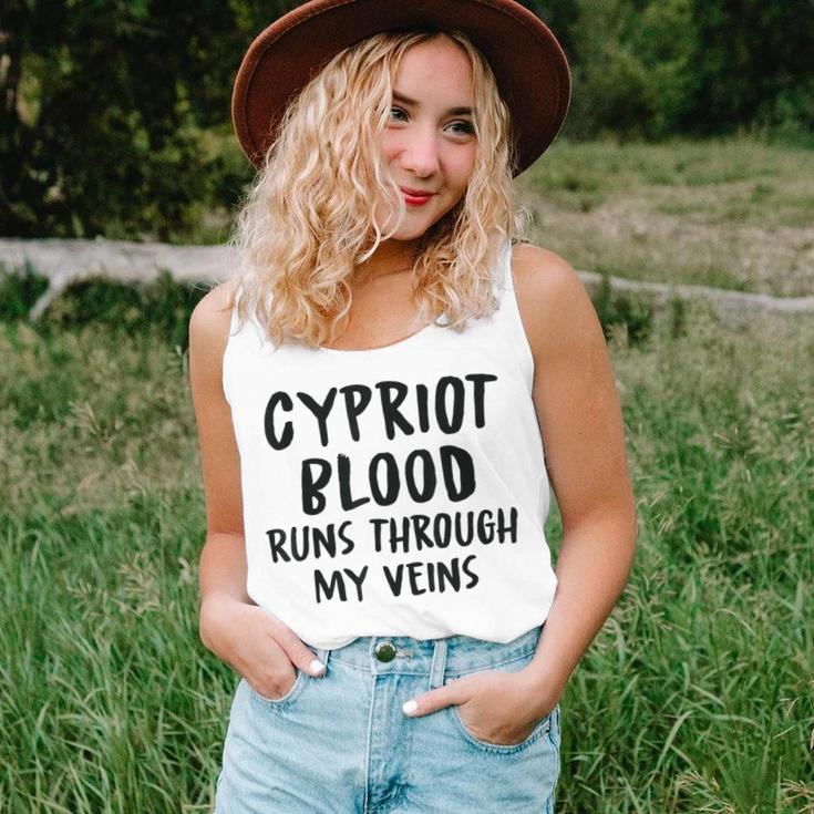 Cypriot Blood Runs Through My Veins Novelty Sarcastic Word Women Tank Top Gifts for Her