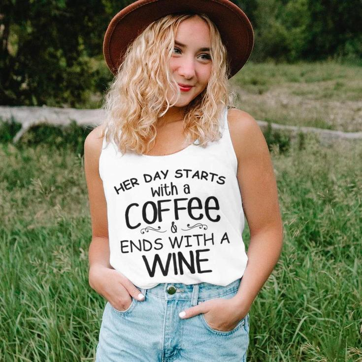 Her Day Starts With A Coffee & Ends With A Wine Women Tank Top Gifts for Her