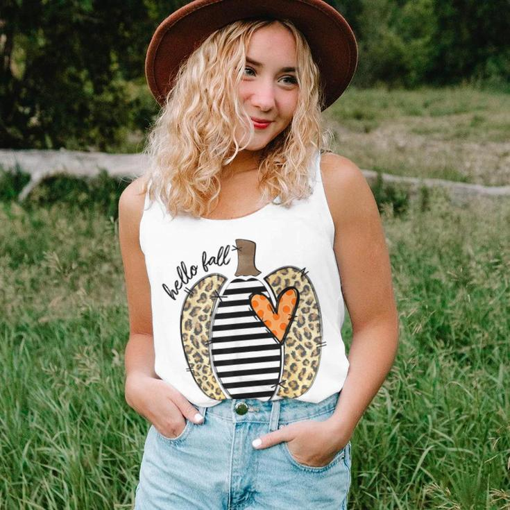 Hello Fall Yall Leopard Pumpkin Heart Happy Thanksgiving Women Tank Top Gifts for Her