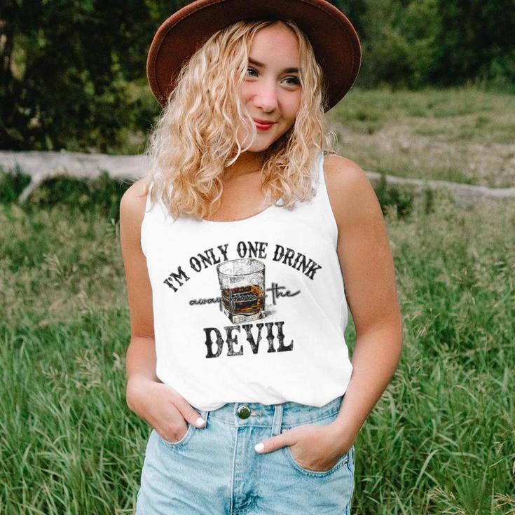 Im Only One Drink Away From The Devil Western Drink Whiskey Women Tank Top Weekend Graphic Gifts for Her