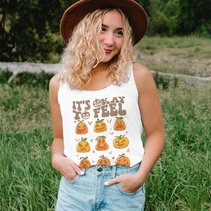 Its Okay To Feel All The Feels Fall Pumpkins Mental Health Women Tank Top Gifts for Her