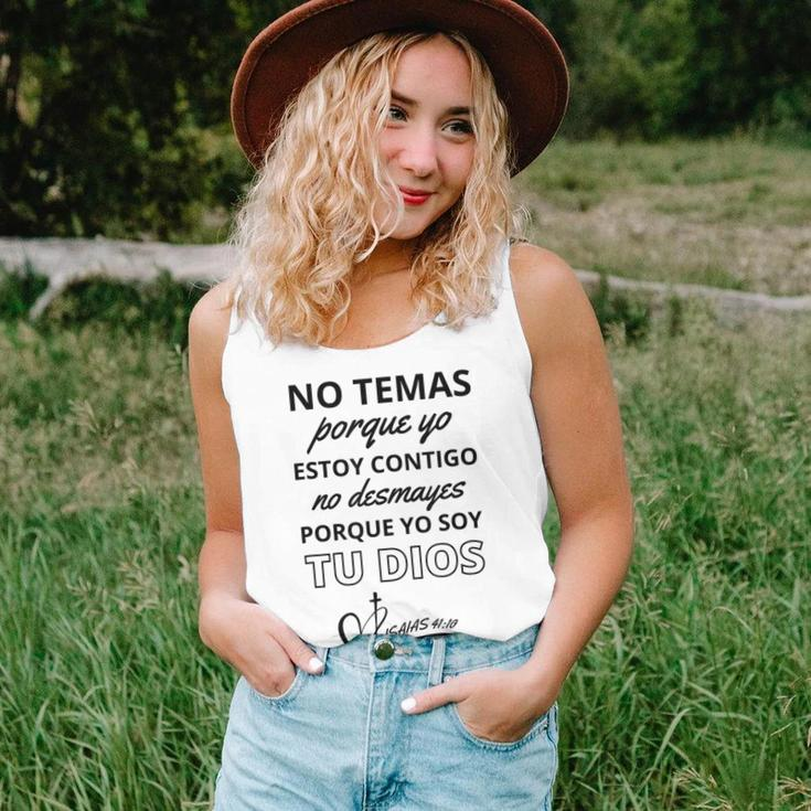 No Temas Christian Quote In Spanish Bible Verse Isaias 4110 Women Tank Top Weekend Graphic Gifts for Her