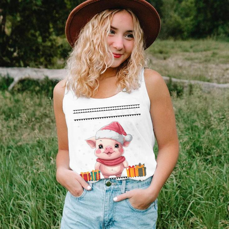 Pig Christmas Santa Hat Ugly Christmas Sweater Women Tank Top Gifts for Her