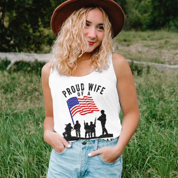 Proud Wife Of A Combat Veteran Retro Us Flag Military Family Women Tank Top Gifts for Her