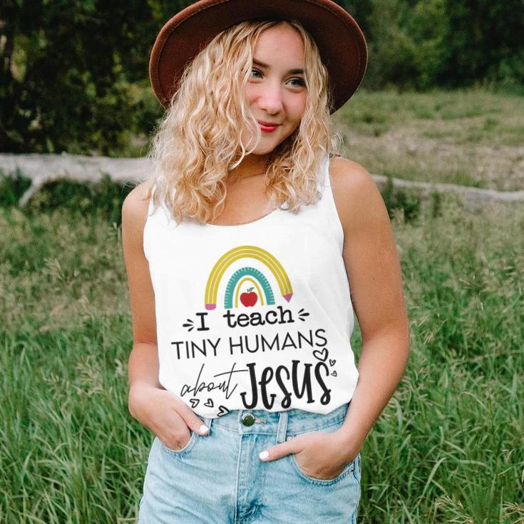 I Teach Tiny Humans About Jesus Sunday School Teacher Women Tank Top Gifts for Her