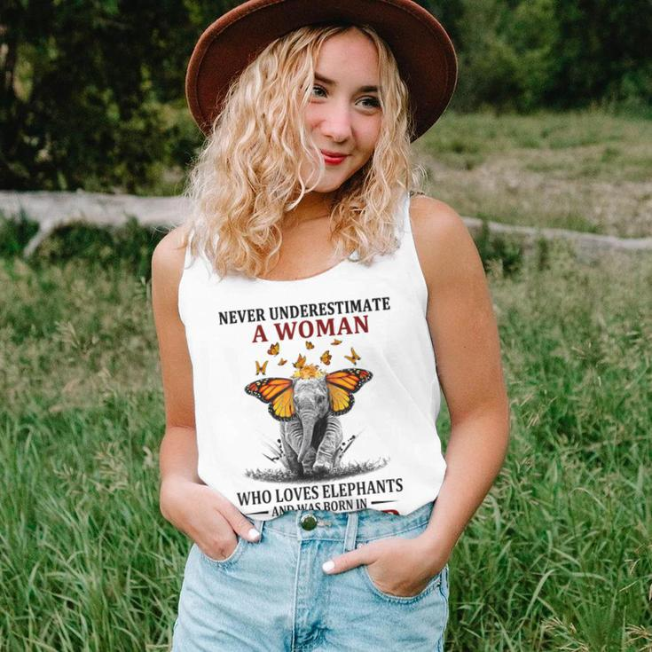 Never Underestimate A Woman Who Loves Elephants October Women Tank Top Gifts for Her