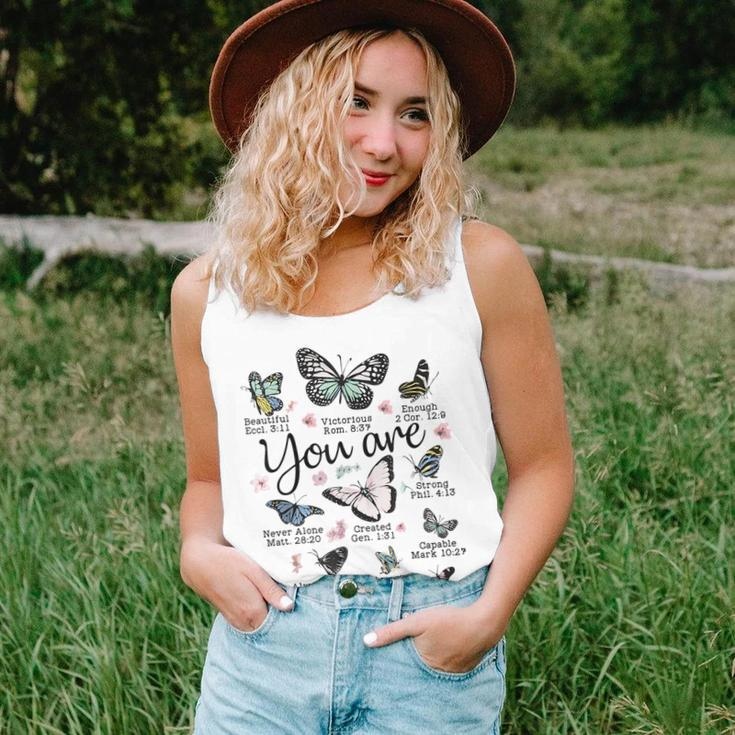 You Are Beautiful Butterfly Bible Verse Religious Christian Women Tank Top Weekend Graphic Gifts for Her