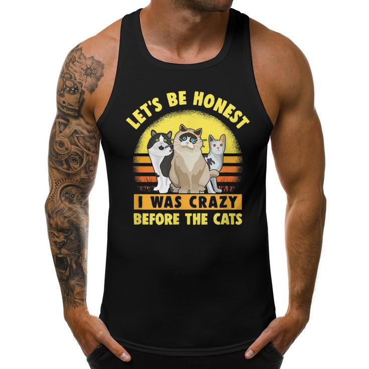 Funny Cat  Lets Be Honest I Was Crazy Before The Cats  Men Tank Top Graphic