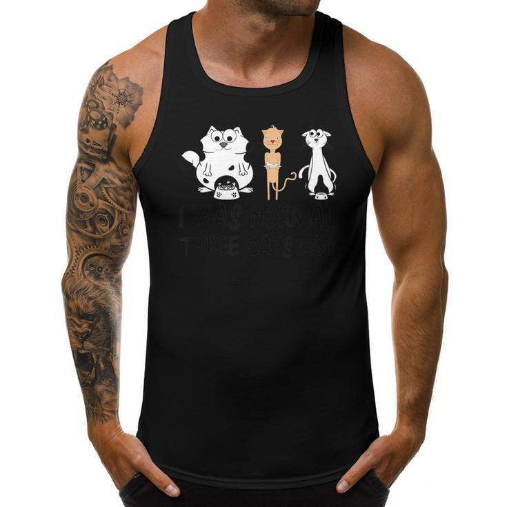 I Was Normal Three Cats Ago  Cute Crazy Cat Lady Kitten Men Tank Top Graphic