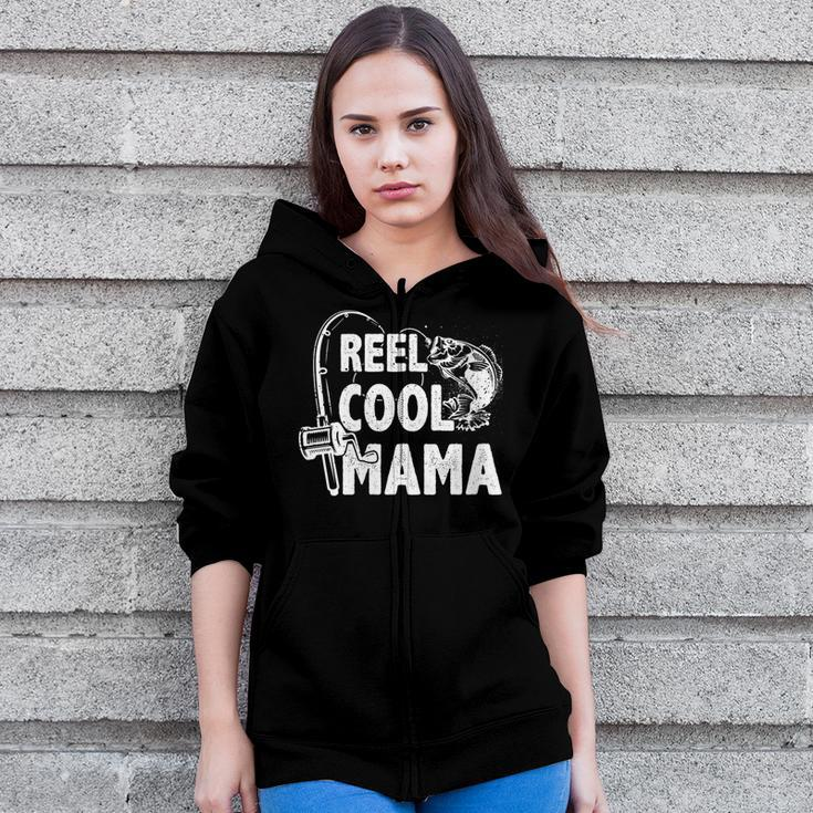 Family Lover Reel Cool Mama Fishing Fisher Fisherman Women Zip Hoodie Casual Graphic Zip Up Hooded Sweatshirt