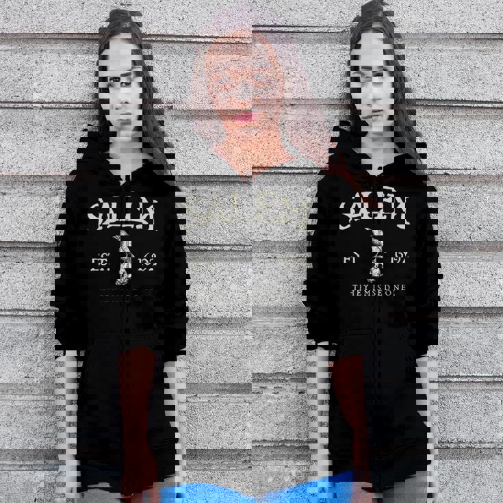 Vintage Salem 1692 They Missed One Witch Crow Bird Halloween Women Zip Hoodie