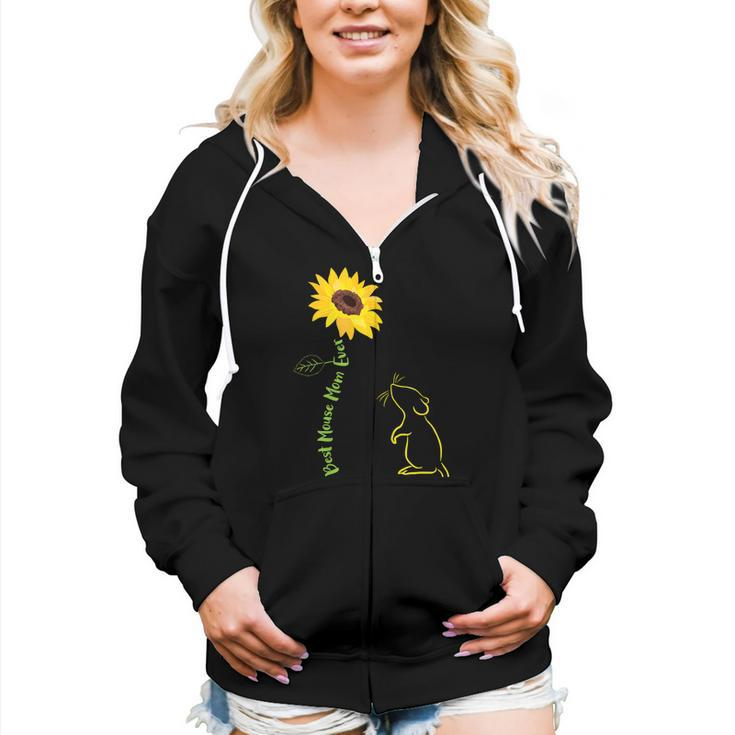 Best Mouse Mom Ever Sunflower Mouse Mama Mouse Mouse Women Zip Hoodie Casual Graphic Zip Up Hooded Sweatshirt
