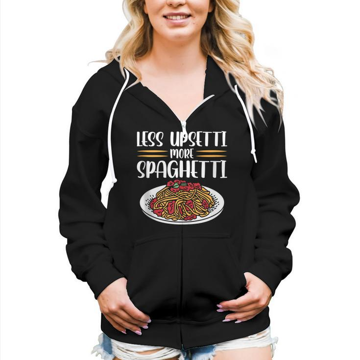 Less Upsetti Spaghetti Women Zip Hoodie Casual Graphic Zip Up Hooded Sweatshirt