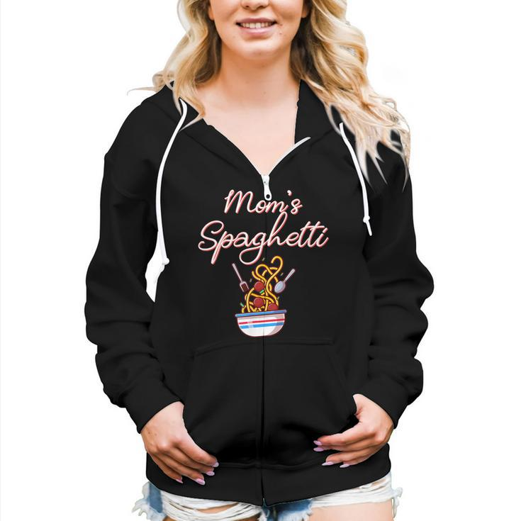 Moms Spaghetti And Meatballs Meme Food Women Zip Hoodie Casual Graphic Zip Up Hooded Sweatshirt