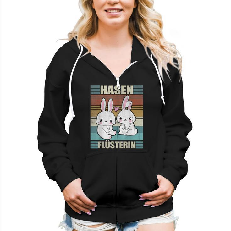 Rabbit Whispering Cute Rabbit Mum Rabbit Women Zip Hoodie Casual Graphic Zip Up Hooded Sweatshirt