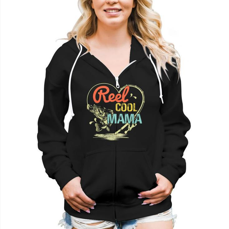 Reel Cool Mama Fishing For Women Zip Hoodie Casual Graphic Zip Up Hooded Sweatshirt