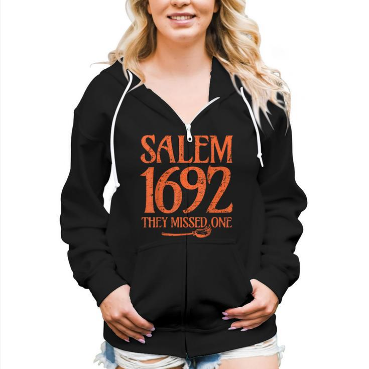 Salem 1692 They Missed One Witch Halloween Vintage Women Zip Hoodie