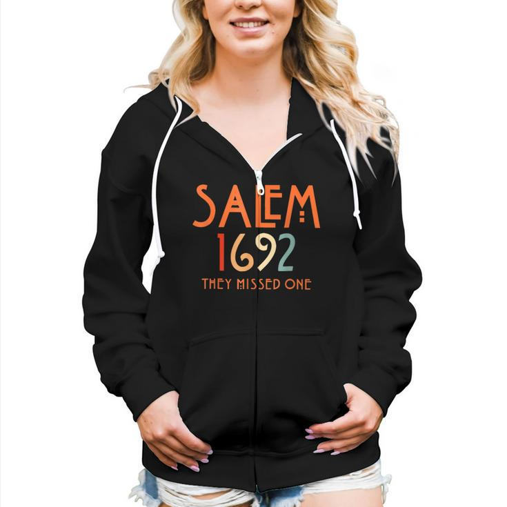 Vintage Salem 1692 They Missed One Salem Witch Halloween Women Zip Hoodie