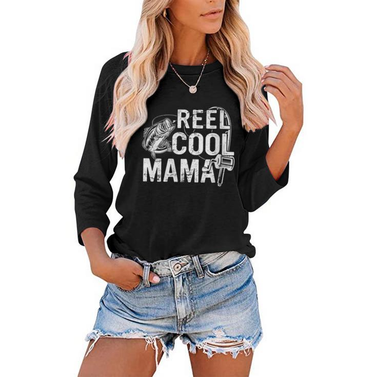 Distressed Reel Cool Mama Fishing Mothers Day  Gift For Womens Gift For Women Women Baseball Tee Raglan Graphic Shirt
