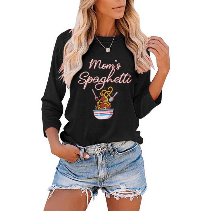 Funny Moms Spaghetti And Meatballs Meme Mothers Day Food  Gift For Women Women Baseball Tee Raglan Graphic Shirt