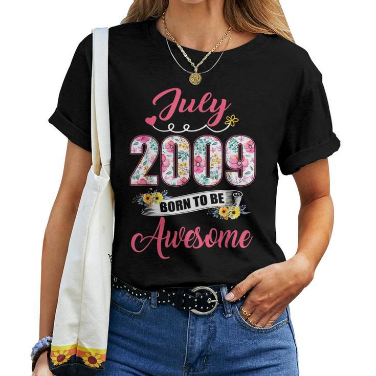 13Th Birthday Floral Born In July 2009 Women T-shirt