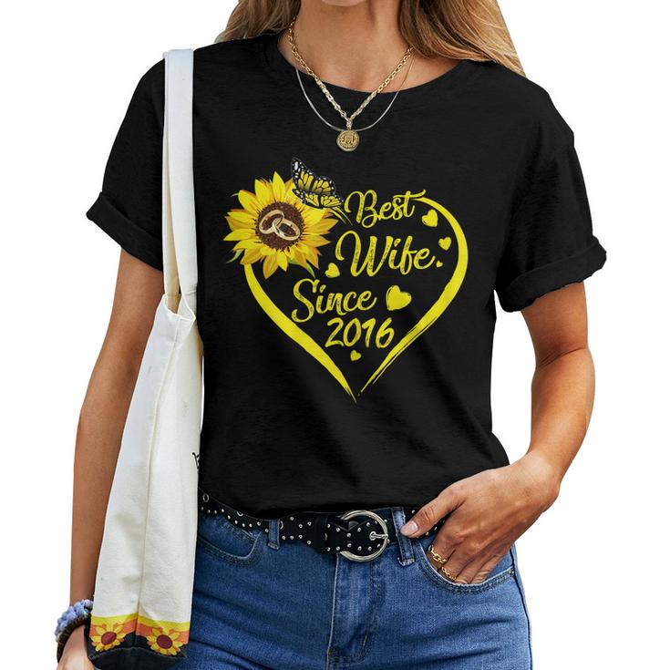 Tu Best Wife Since 2016 5Th Wedding Anniversary Sunflower Women T-shirt