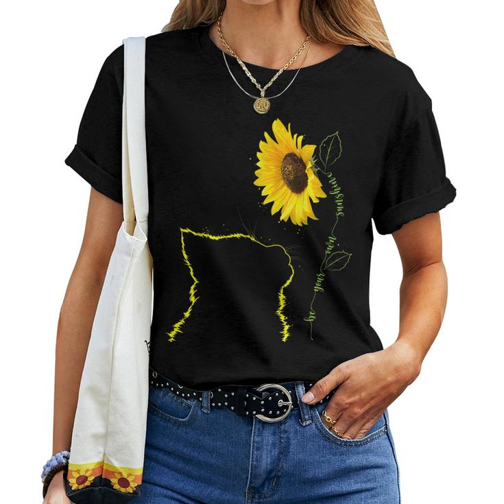 Cat Sunflower Be Your Own Sunshine For Cat Mom Dad Women T-shirt