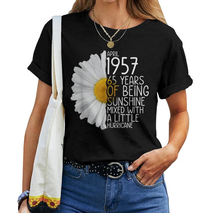 Bday Mom Wife Born In April 1957 65 Years Of Being Sunshine Women T-shirt Casual Daily Basic Unisex Tee