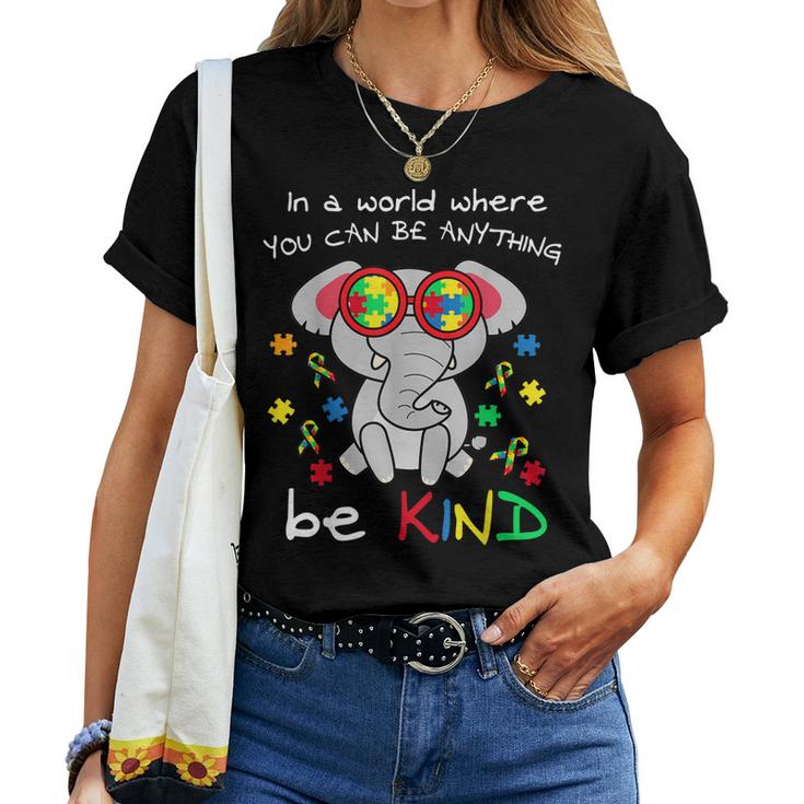 Be Kind Elephant Puzzle Inspirational Autism Awareness Women T-shirt