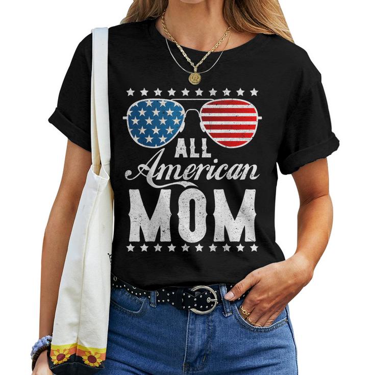 All American Mom - Usa Flag 4Th Of July Matching Sunglasses Women T-shirt